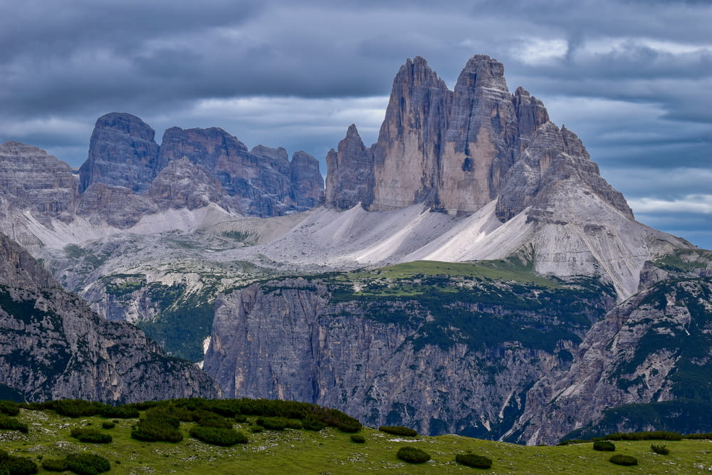 a mountain range with a group of tall mountains in the background