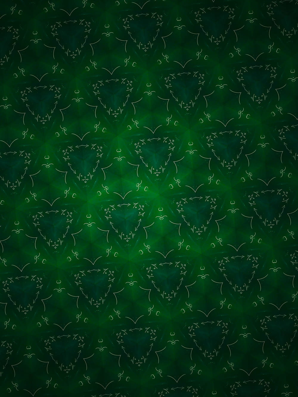 a green background with a pattern of vines