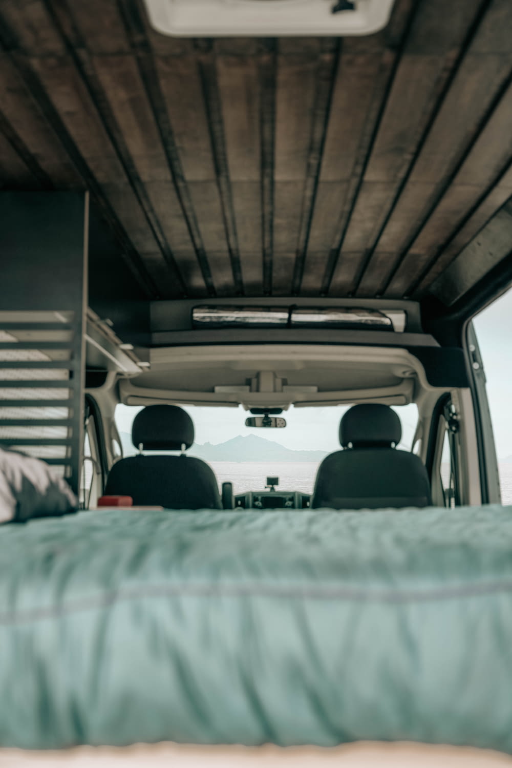 a view of the back of a van from the bed