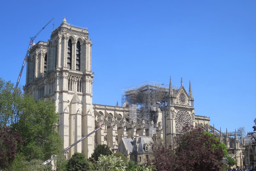 a large cathedral with a scaffolding on top of it