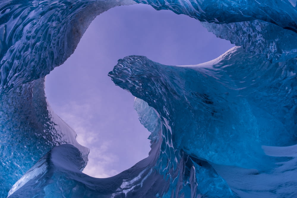 a view of the inside of an ice cave