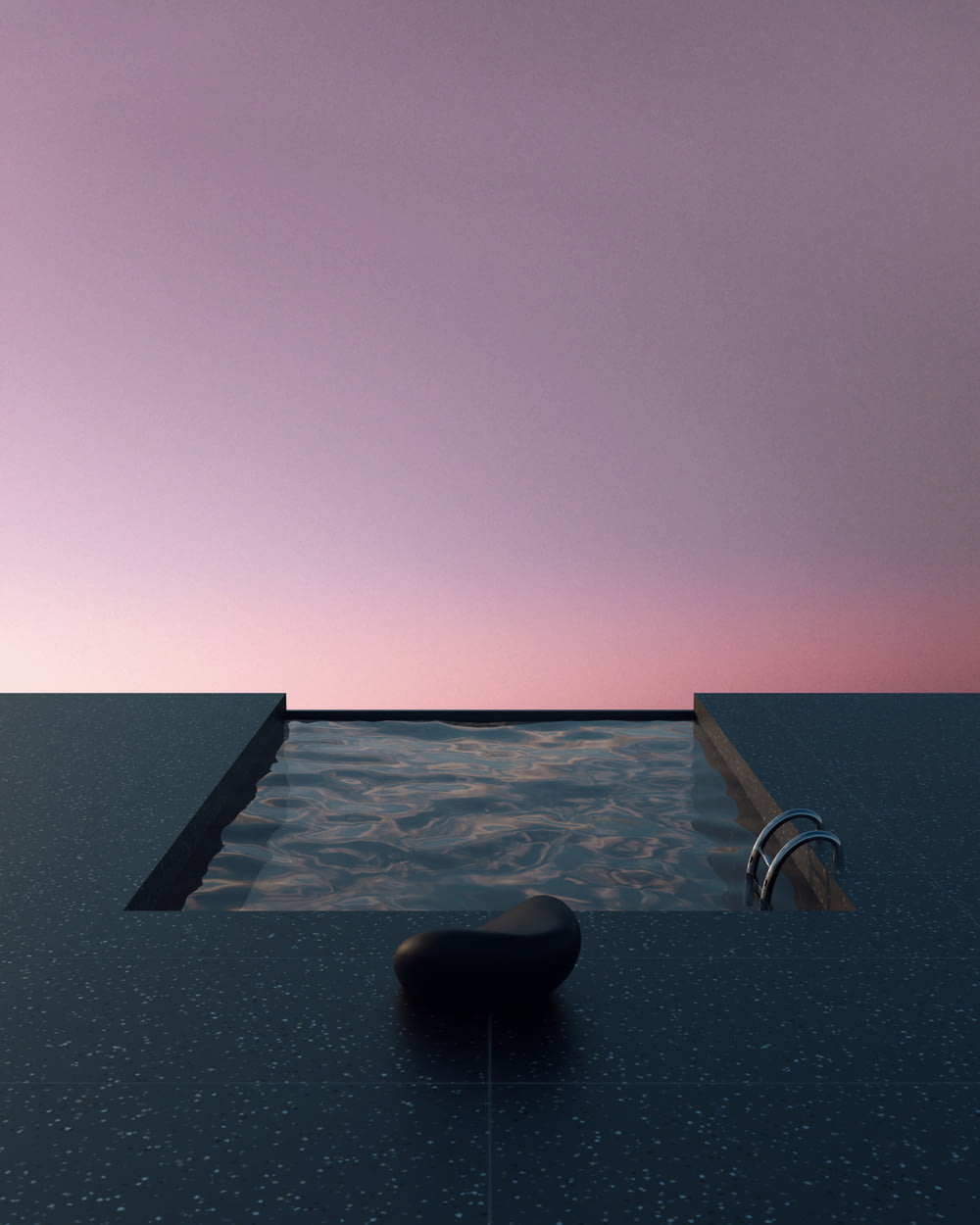 a black object floating in a pool of water