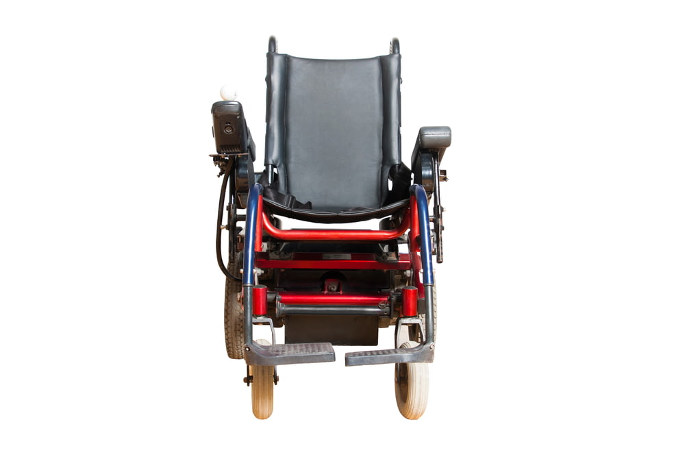 a red and black wheelchair