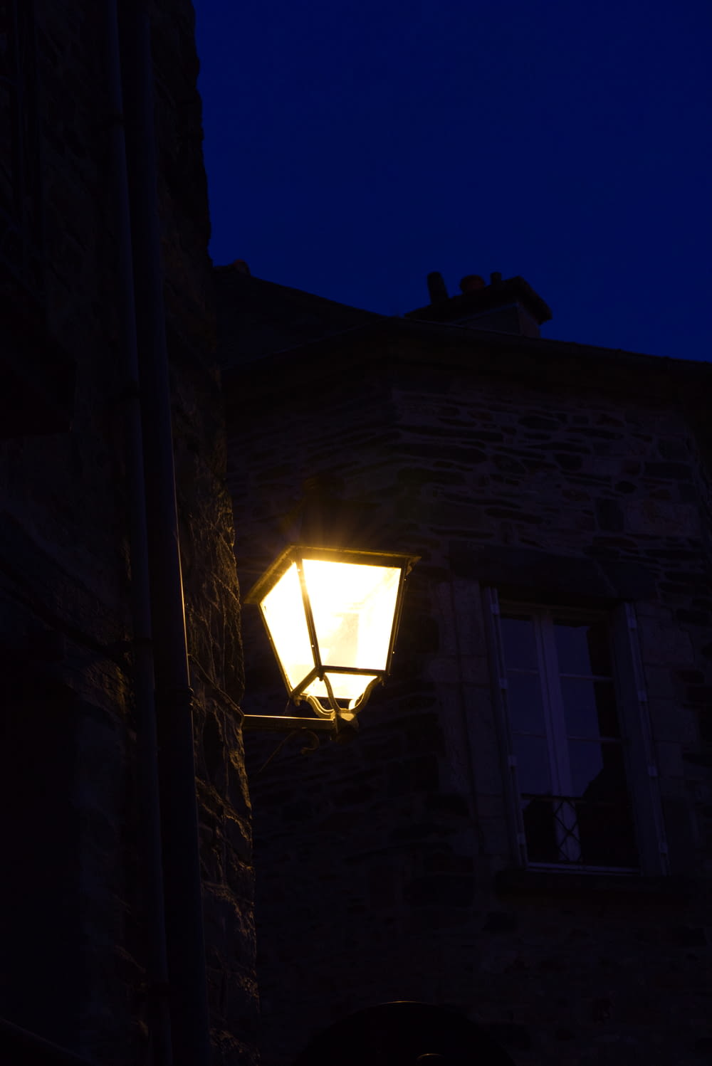 a lamp on a building