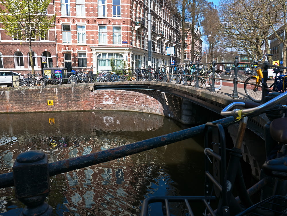 a canal with a bridge over it