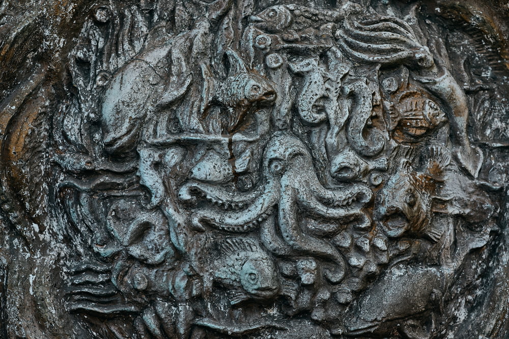 a carving of a man and a woman