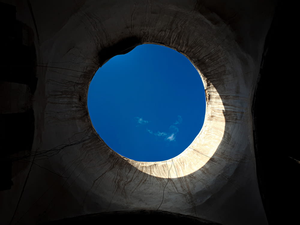 a round hole in the side of a building