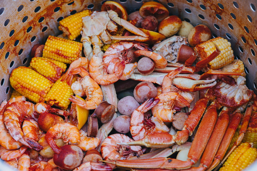 a basket of seafood