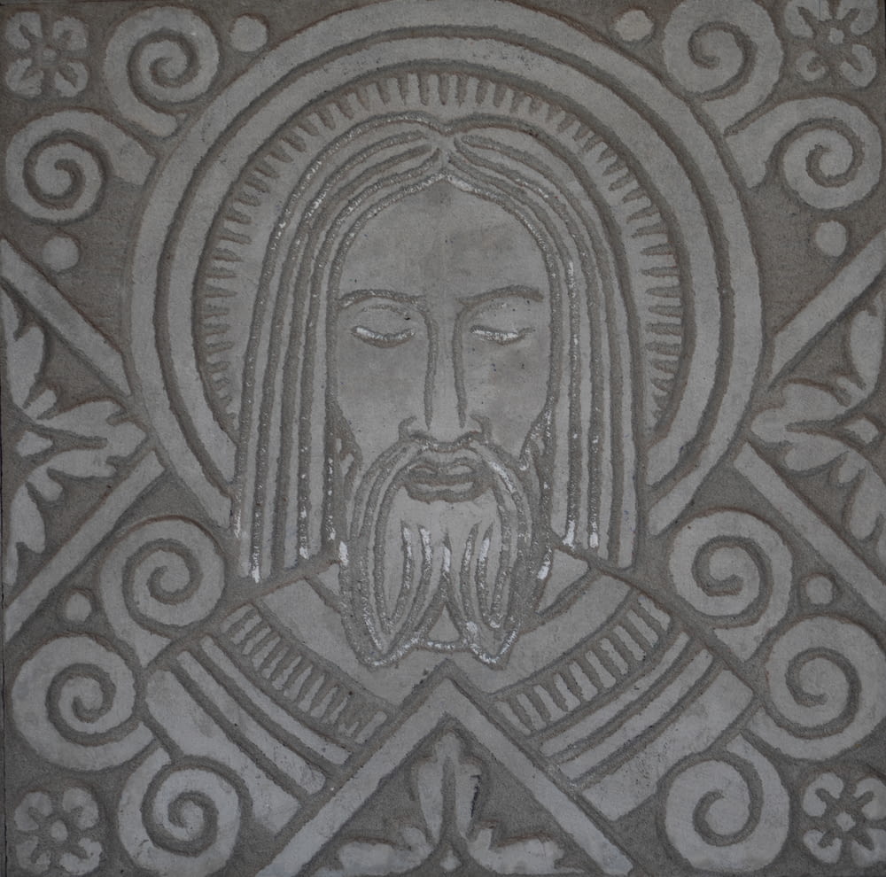a carving of a person