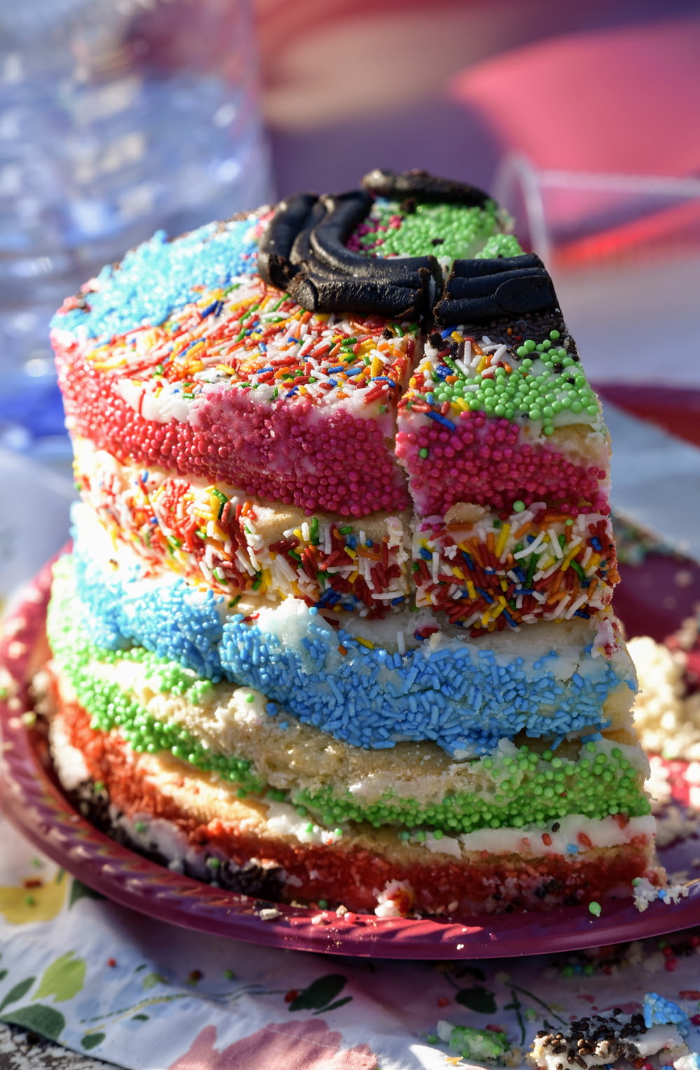 a colorful cake on a plate