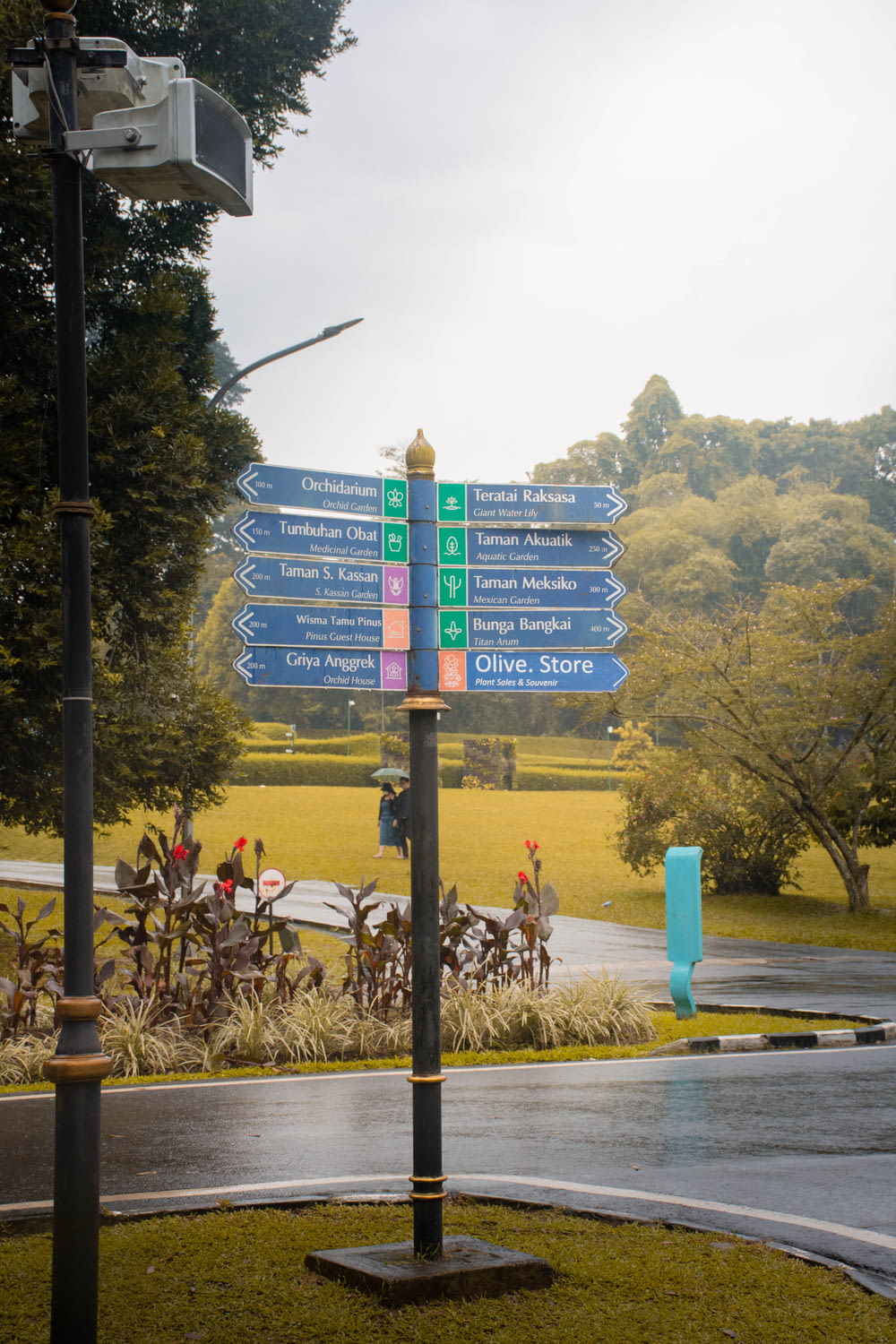 a sign board with directions