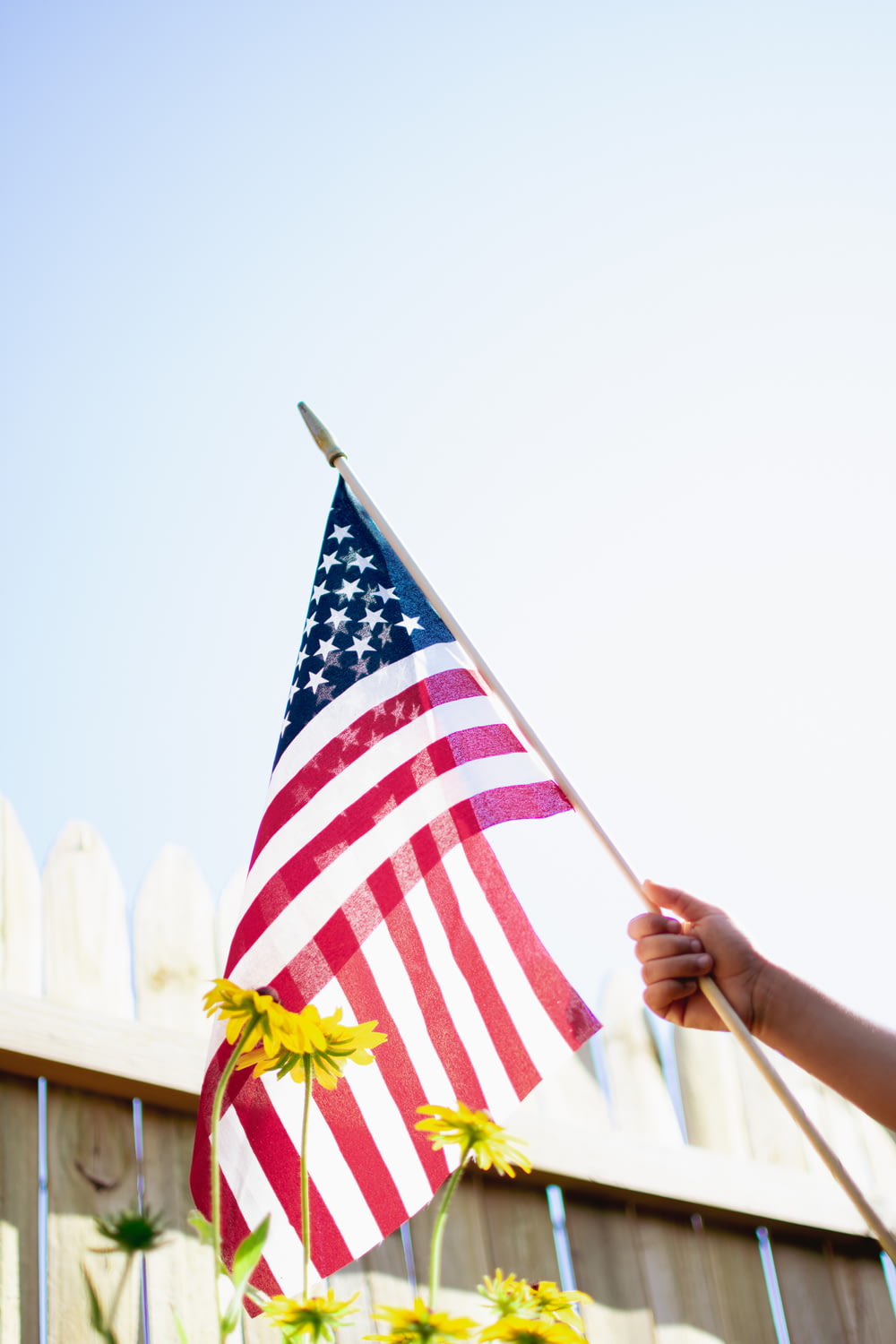 a person holding a flag