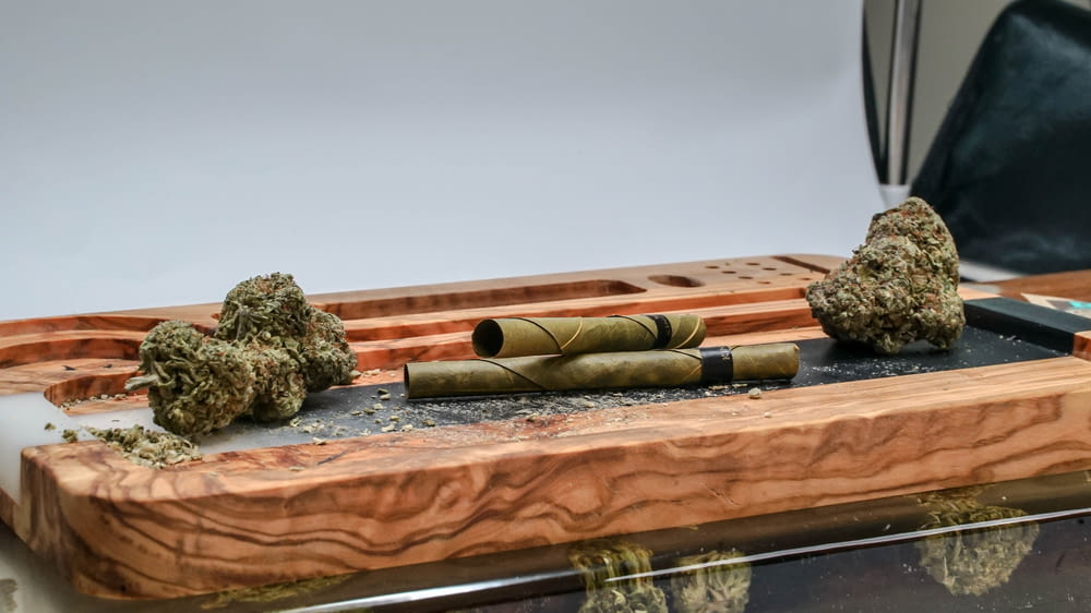 a wooden boat with a few plants on it
