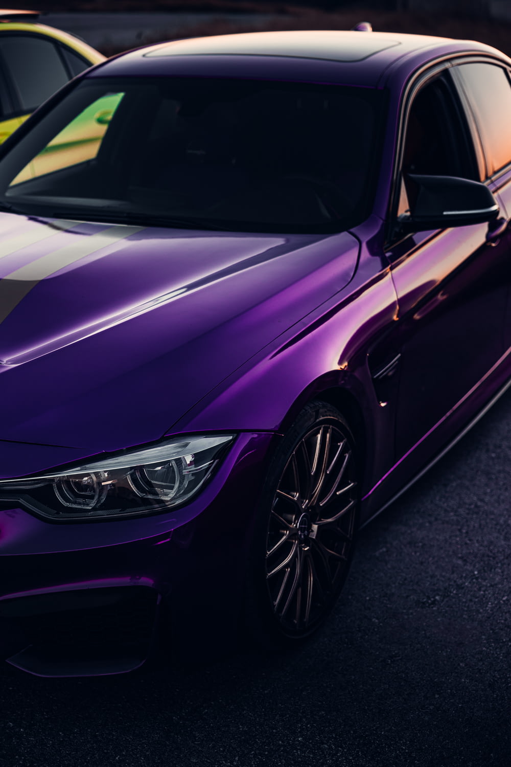 a purple car parked