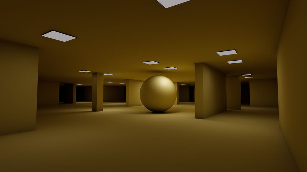 a room with a large ball