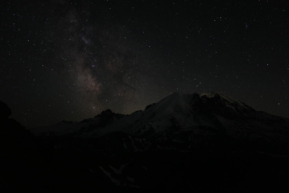 a mountain with a starry sky above it