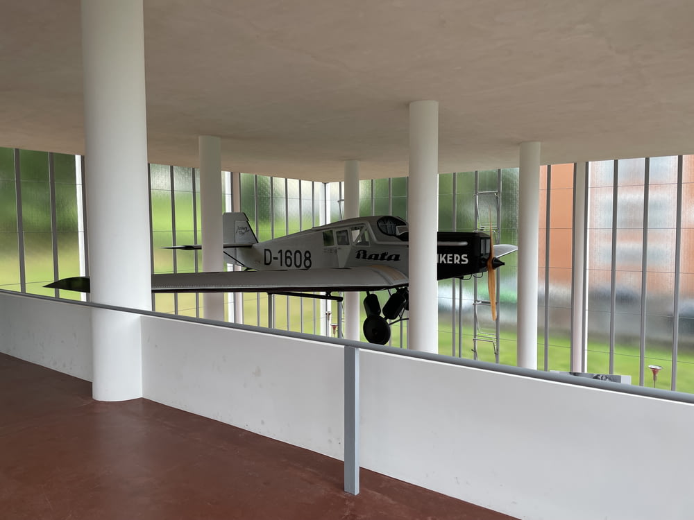 a plane in a building