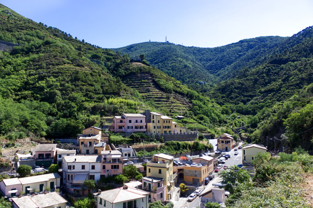 a group of buildings in a valley