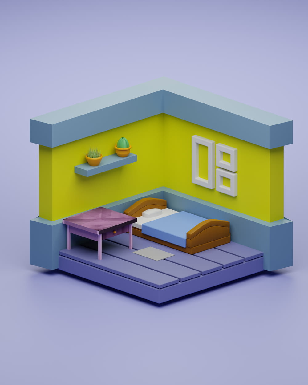 a toy house with a bed and furniture