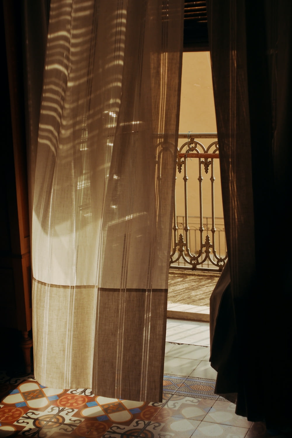 a curtain with a window