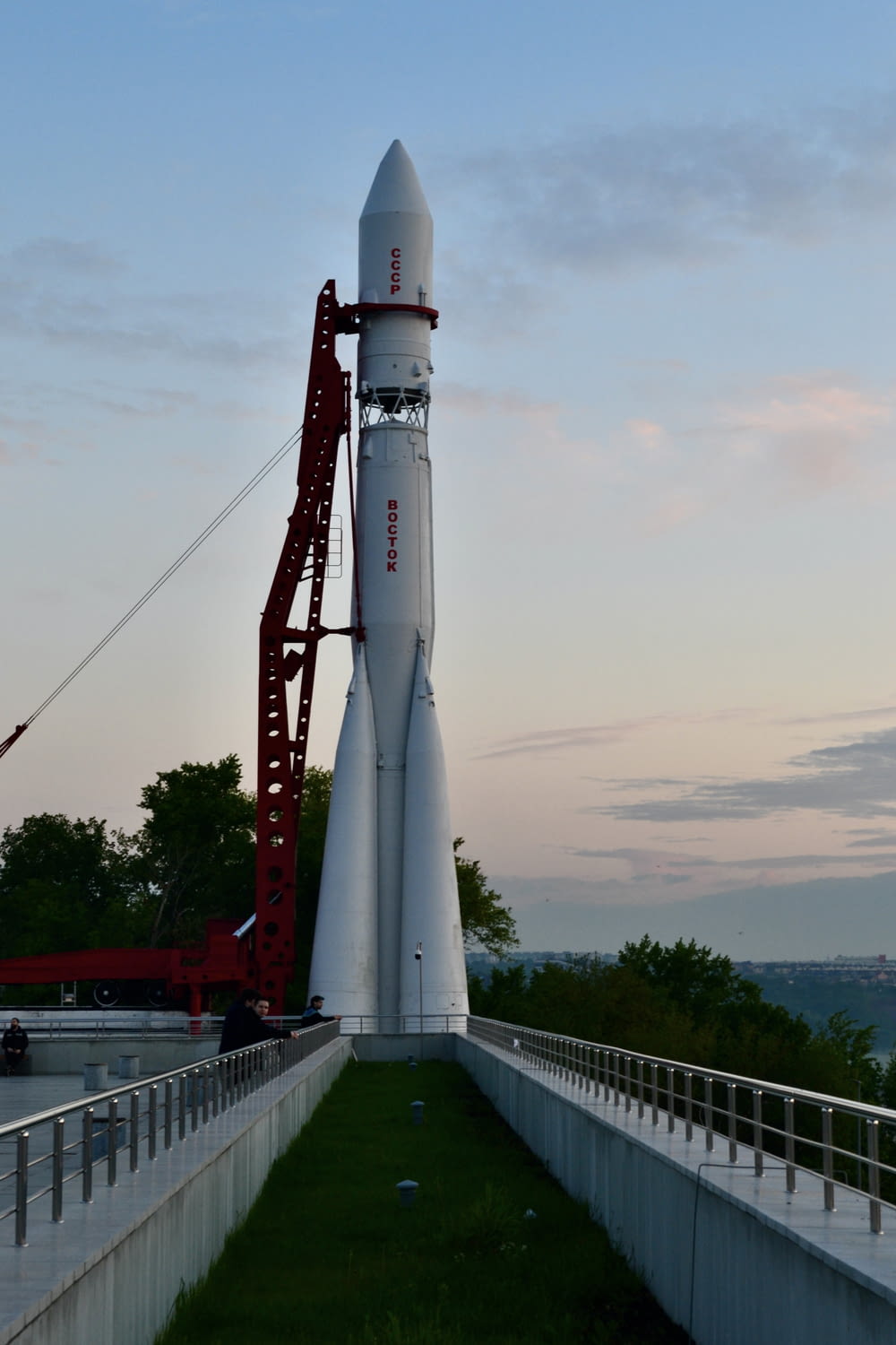 a rocket on a bridge