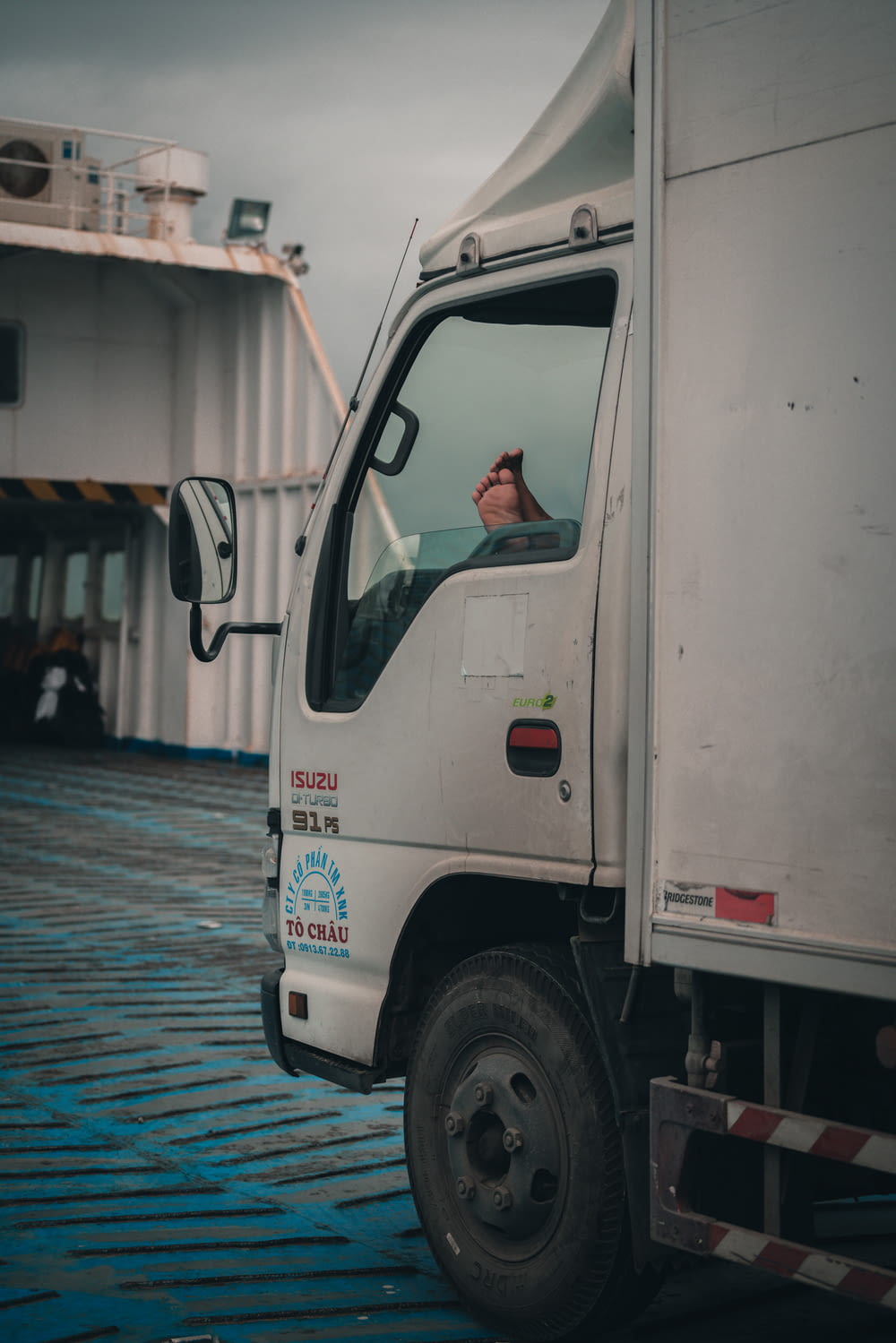 a person in a truck