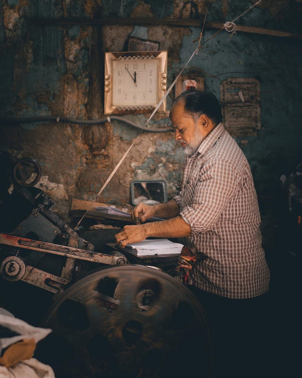a man working on a machine