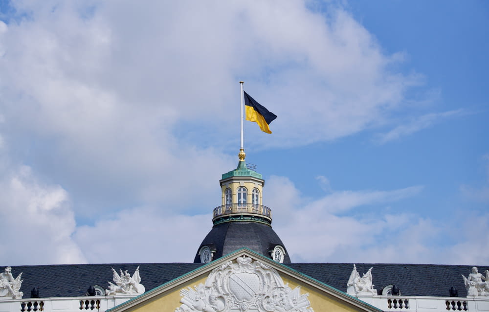 a flag on top of a building