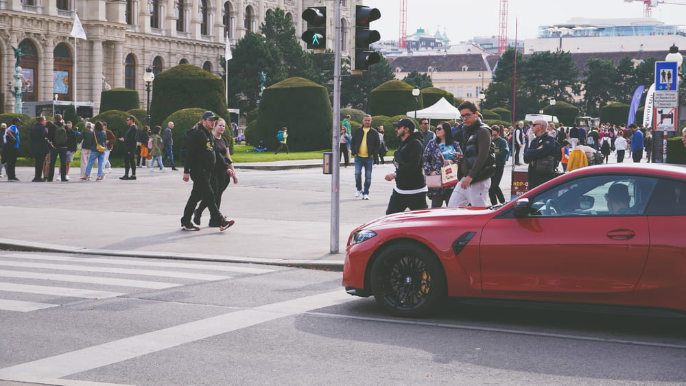 a red sports car on the street