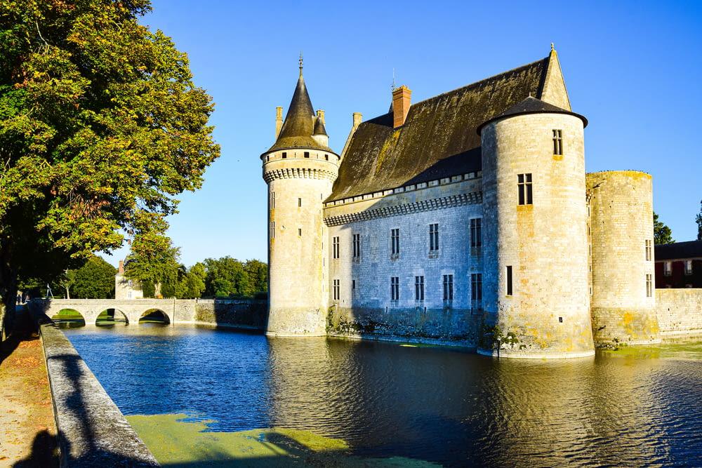 a castle with a moat