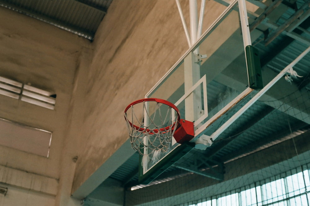 a basketball hoop in a room