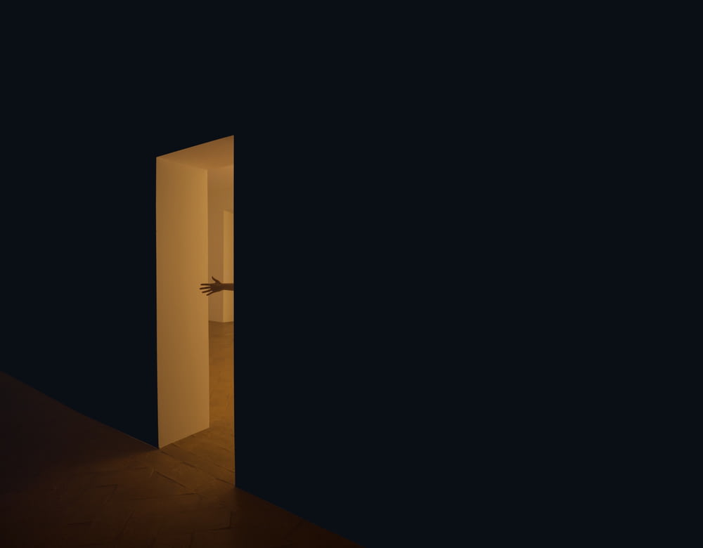 a doorway in a dark room