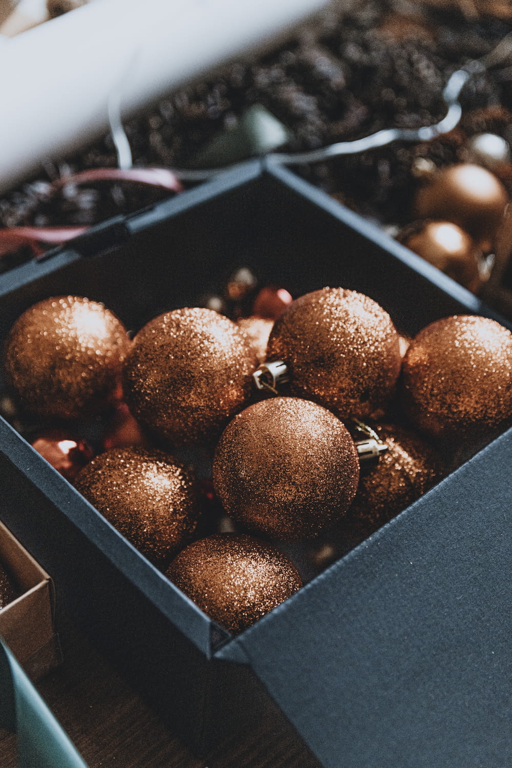 a box of brown balls