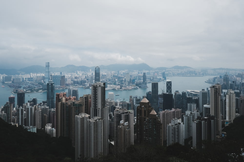 Victoria Peak with a body of water in the background