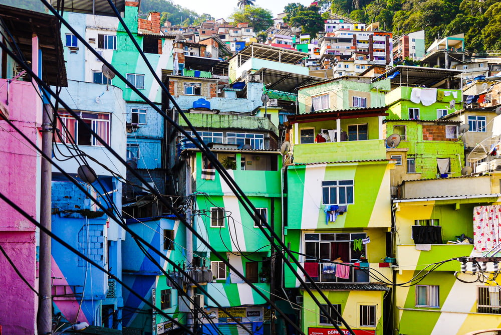 a group of colorful buildings