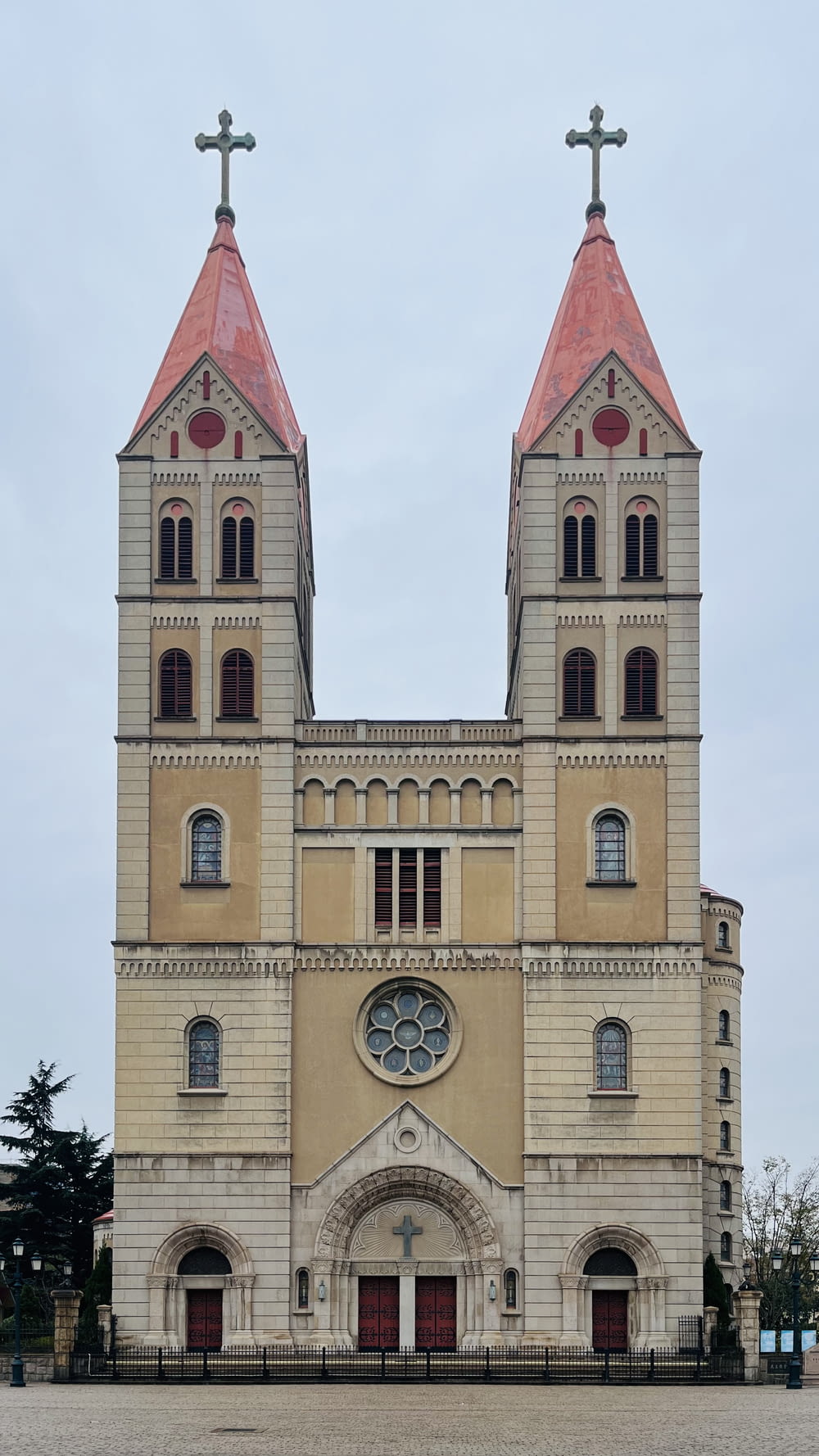 a large building with St. Michael's Cathedral, Qingdao