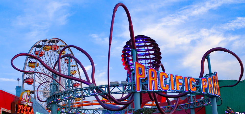 a large colorful amusement park ride