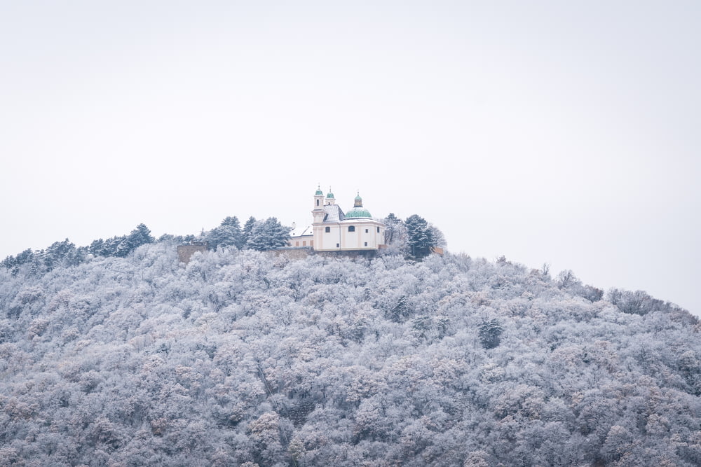 a castle on a hill covered in snow