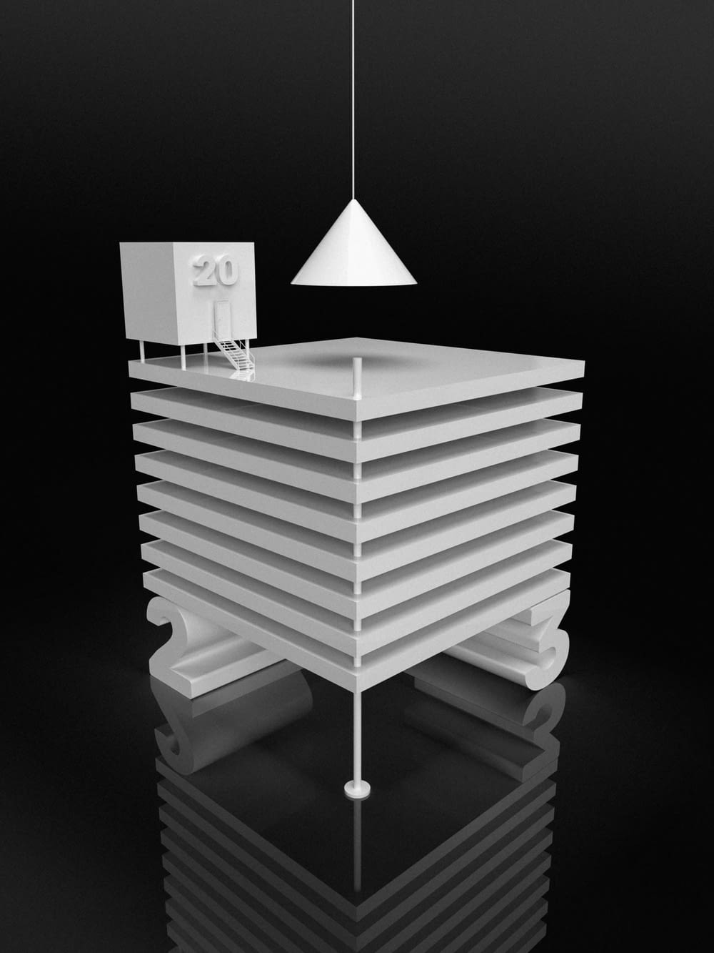 a white lamp sitting on top of a table