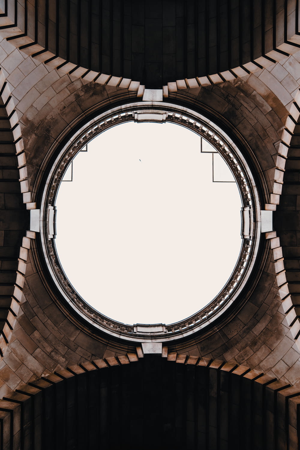 a view of a circular window in a building