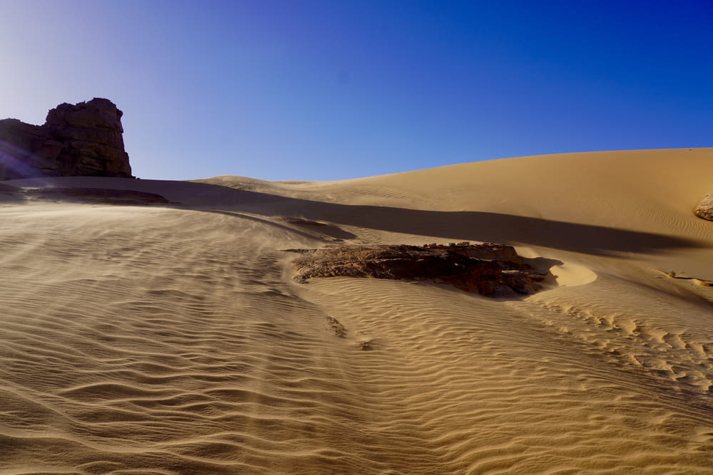 Una roca en medio de un desierto