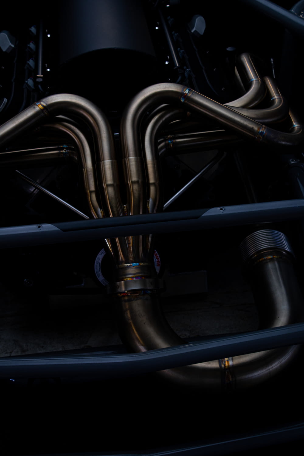 a close up of a car's exhaust system