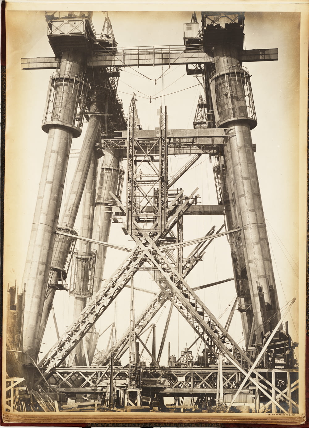 an old picture of a very tall structure