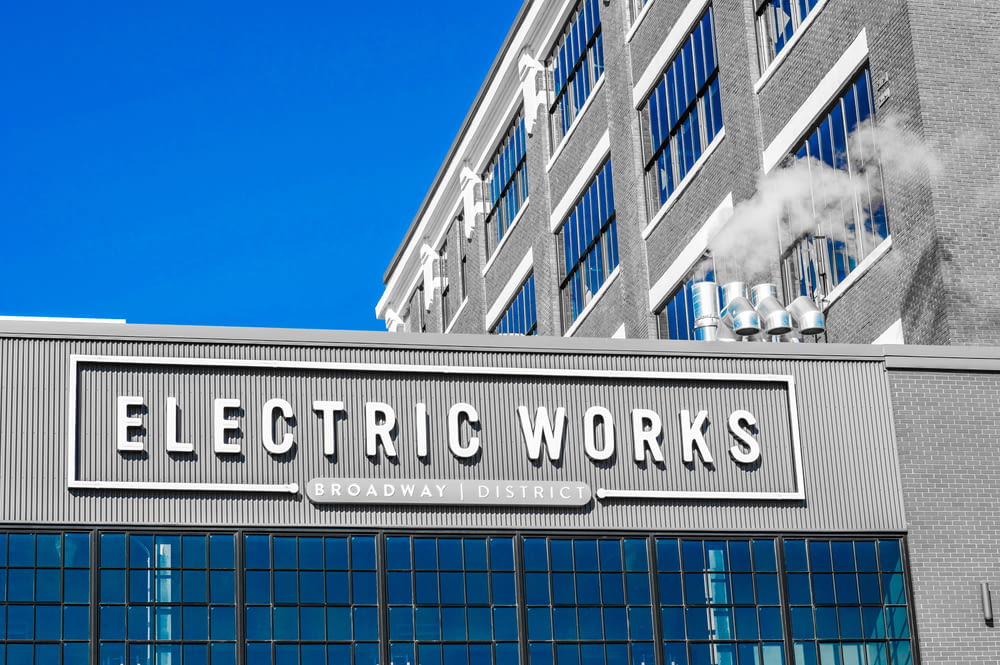 a building with a sign that says electric works