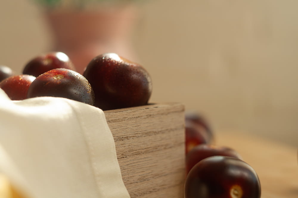 a close up of some fruit on a table