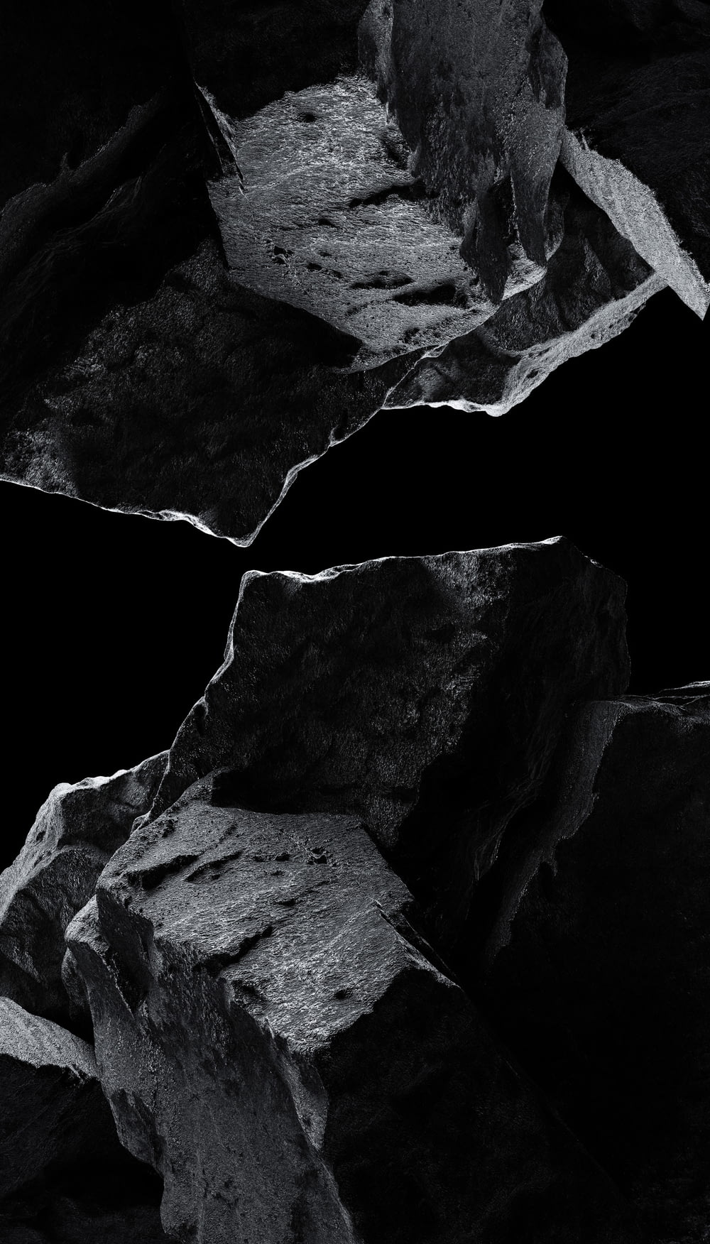 Una foto in bianco e nero di alcune rocce