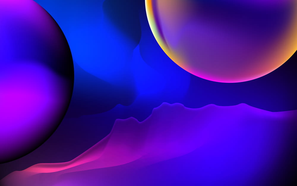 a purple and blue background with two balls
