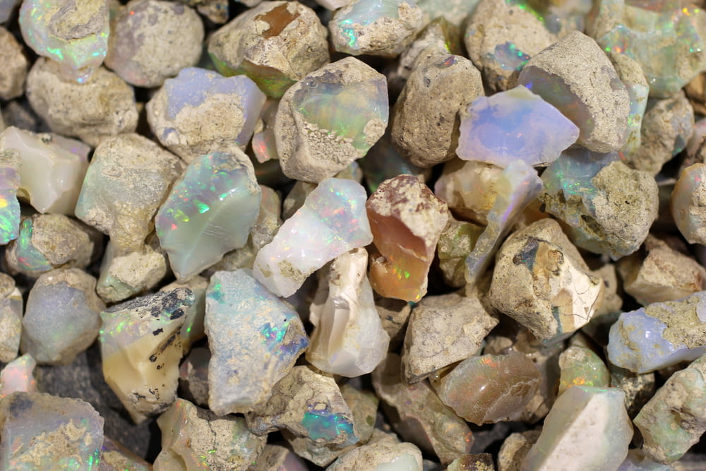 a close up of a pile of opalite rocks