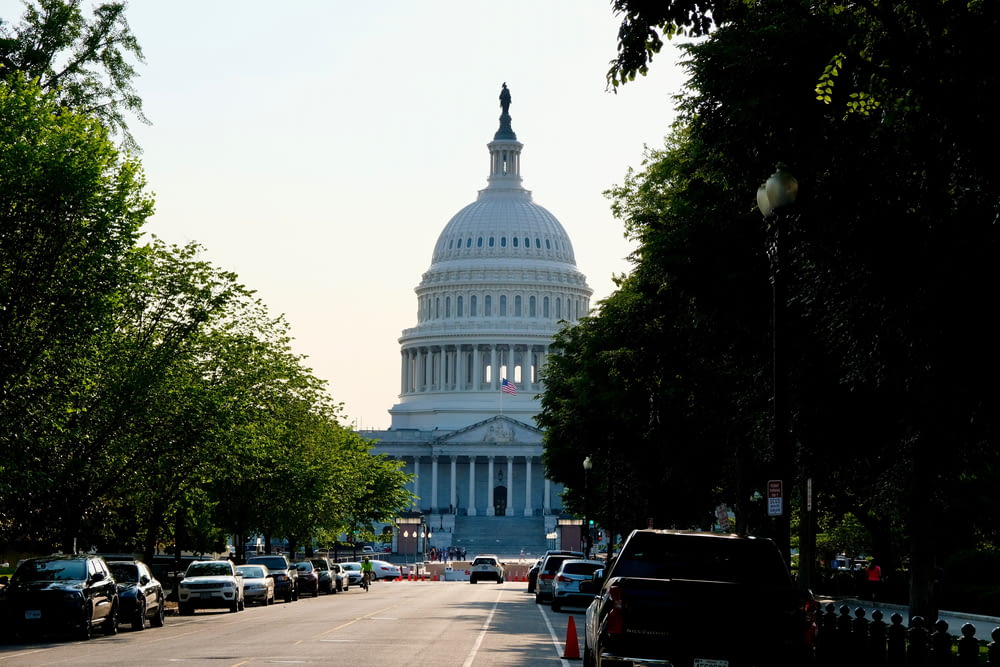 a view of the capitol building from across the street