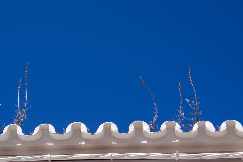 a white roof with a blue sky in the background
